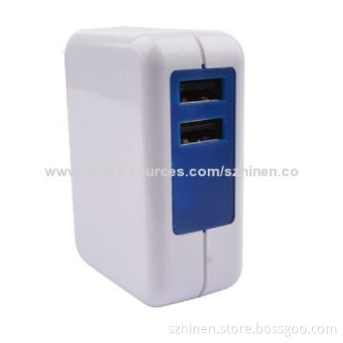 Travel charger with dual USB 5V/1A+2.4A output